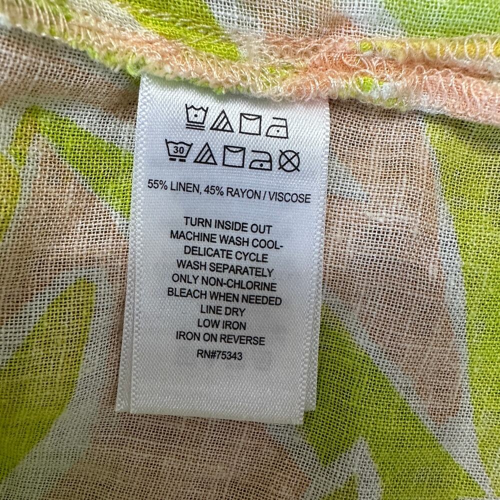 Sigrid Olsen Linen Blend Maxi Cover-Up Dress, Palms Print, Coastal Beachy Small - Picture 10 of 10